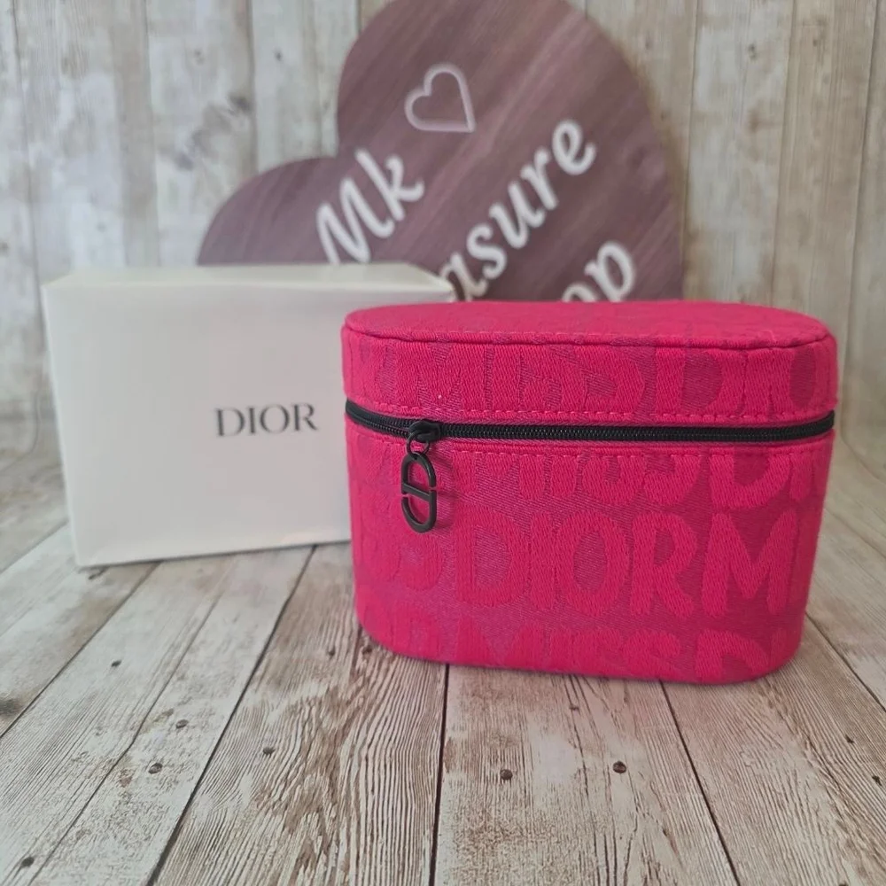 Women's Dior Pink & Black Logo Cosmetic Bag NWOT